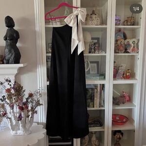 Mr. Larkin Oda Black One-Shoulder Dress with White Bow S EUC